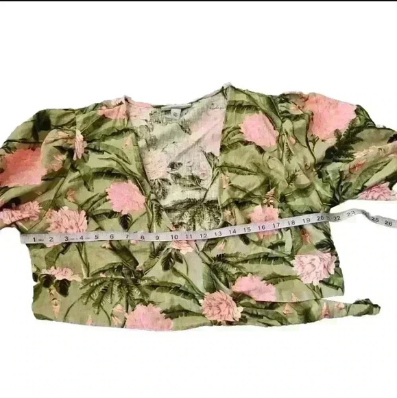 Agua Bendita For Taget Womens Green Floral Print Tropical Front Tie Top XXL - Picture 12 of 12